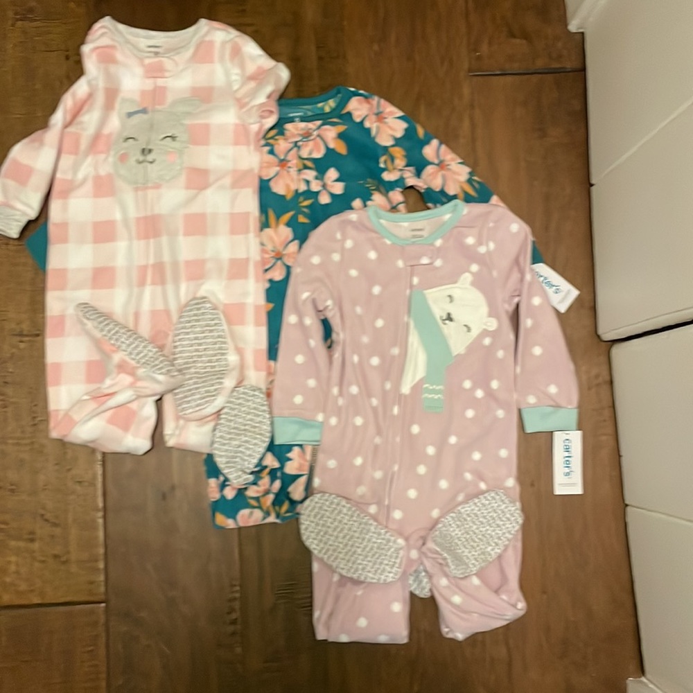 Carter’s long sleeve fleece footie pajamas; never opened